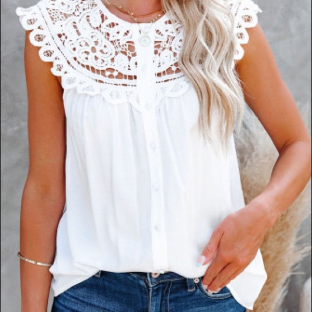 White Lace on top blouse.